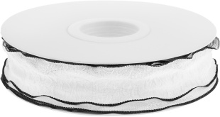 Лента тканевая (2,5 см*9,14 м) Элегантная волна, Белый/Черный, 1 шт.