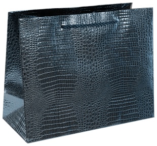 Пакет подарочный, 210гр, Кожа крокодила, Синий, Металлик, 18*23*10 см, 1 шт.