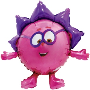 Шар с клапаном (17''/43 см) Мини-фигура, Смешарики, Ежик, 5 шт. в уп.