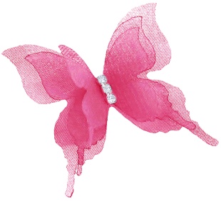 Декоративные бабочки Шифоновые, трехслойные, клеевые точки в компл, Фуксия, 4,5*5 см, 10 шт.